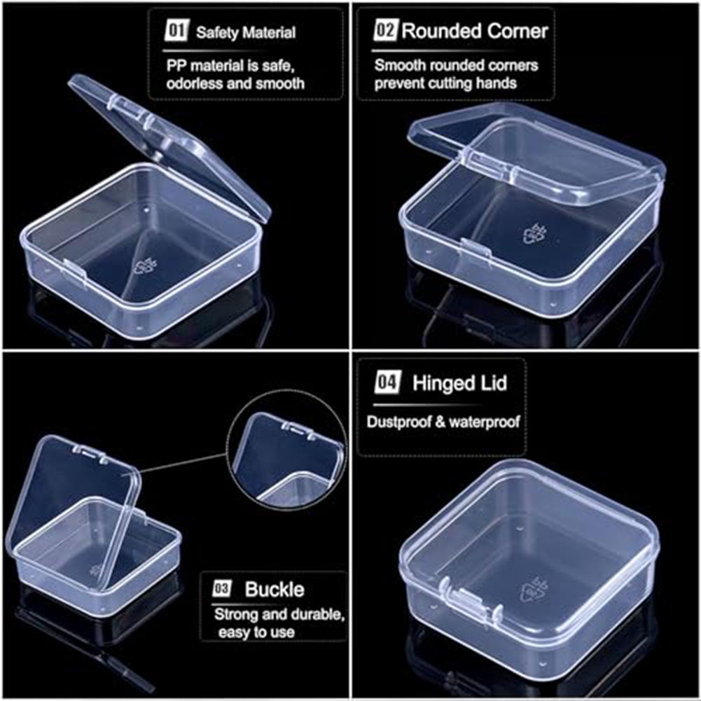 Portable clear bead organizer box with 61 compartments for craft supplies small parts screws and household storage with labels