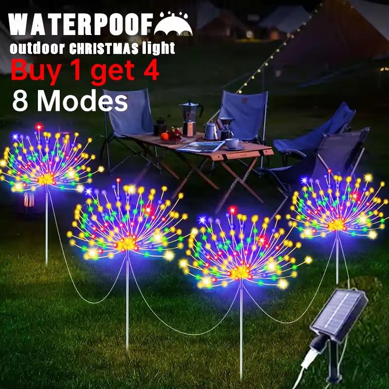 Solar Firework Dandelion Lights: Multi-Color, Eight Modes, Remote Controlled for Courtyard Landscapes
