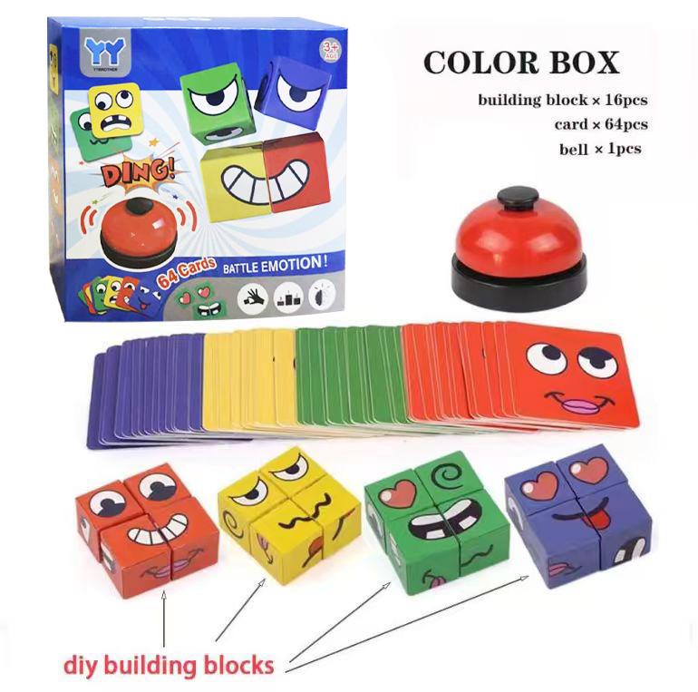 Toys Educational Face Change Expression Puzzle Building Blocks Montessori Cube Table Game Toy Early for Gifts Kids Children