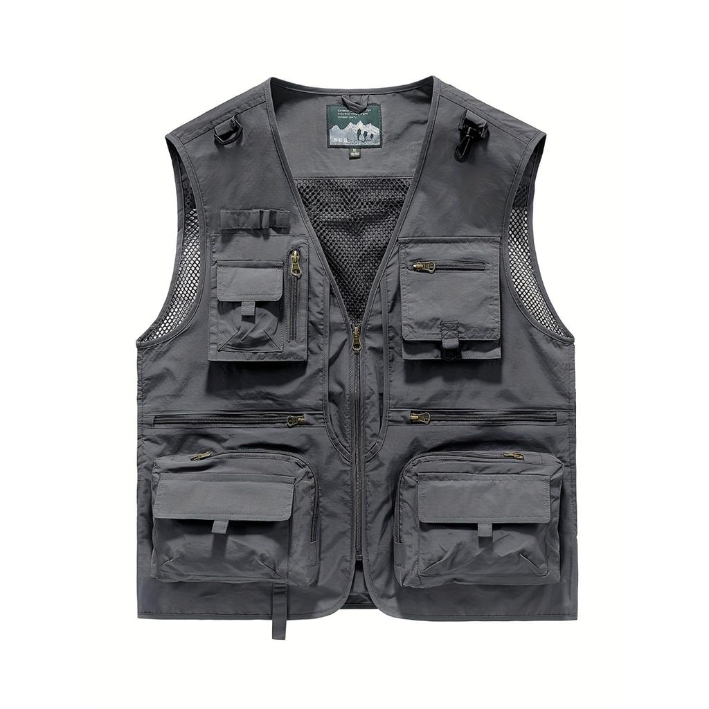 Men's Summer Casual Travels Vests with Multi Pockets, Comfy Breathable Tops for Fishing, Climbing