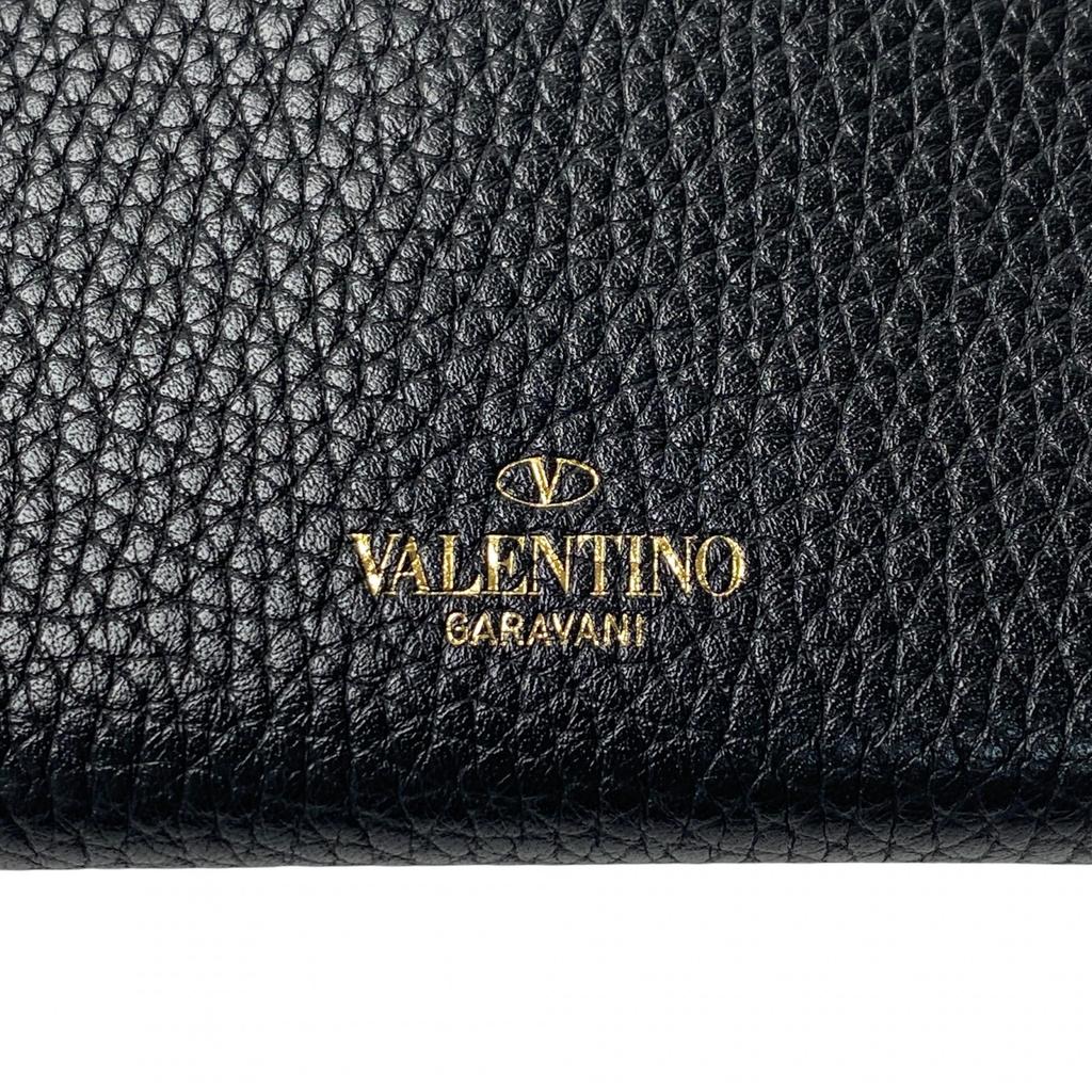 Carteira Bifold Valentino Garavani usada couro preto/dourado Mulher
