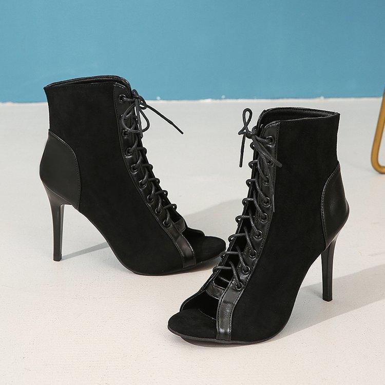 2025 foreign trade models European and American fashion stiletto sandals lace-up fish mouth sexy cool boots prom party dance shoes