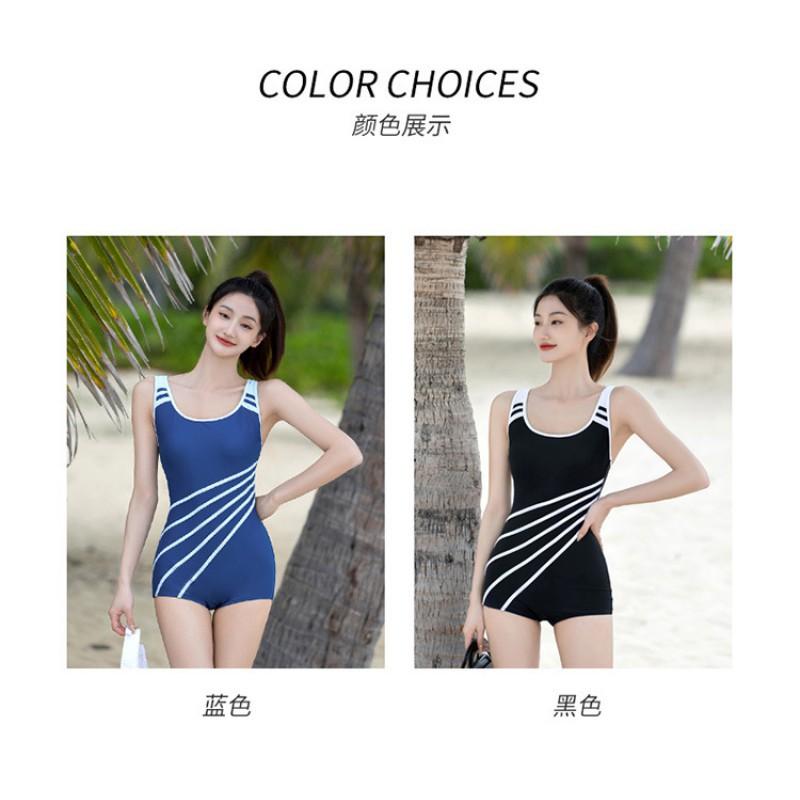 Swimsuit Women's Conservative Belly Cover To Show Slimming Large Size Sports Training One-piece Boxer Hot