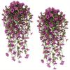2 Pezzi Fiori Artificiali da Esterno Eucalipto Viola Piante Verdi