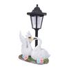 Swan Garden Statue with Solar Lantern Resin Outdoor Decorative Sculpture for Porch Patio Lawn Pathway
