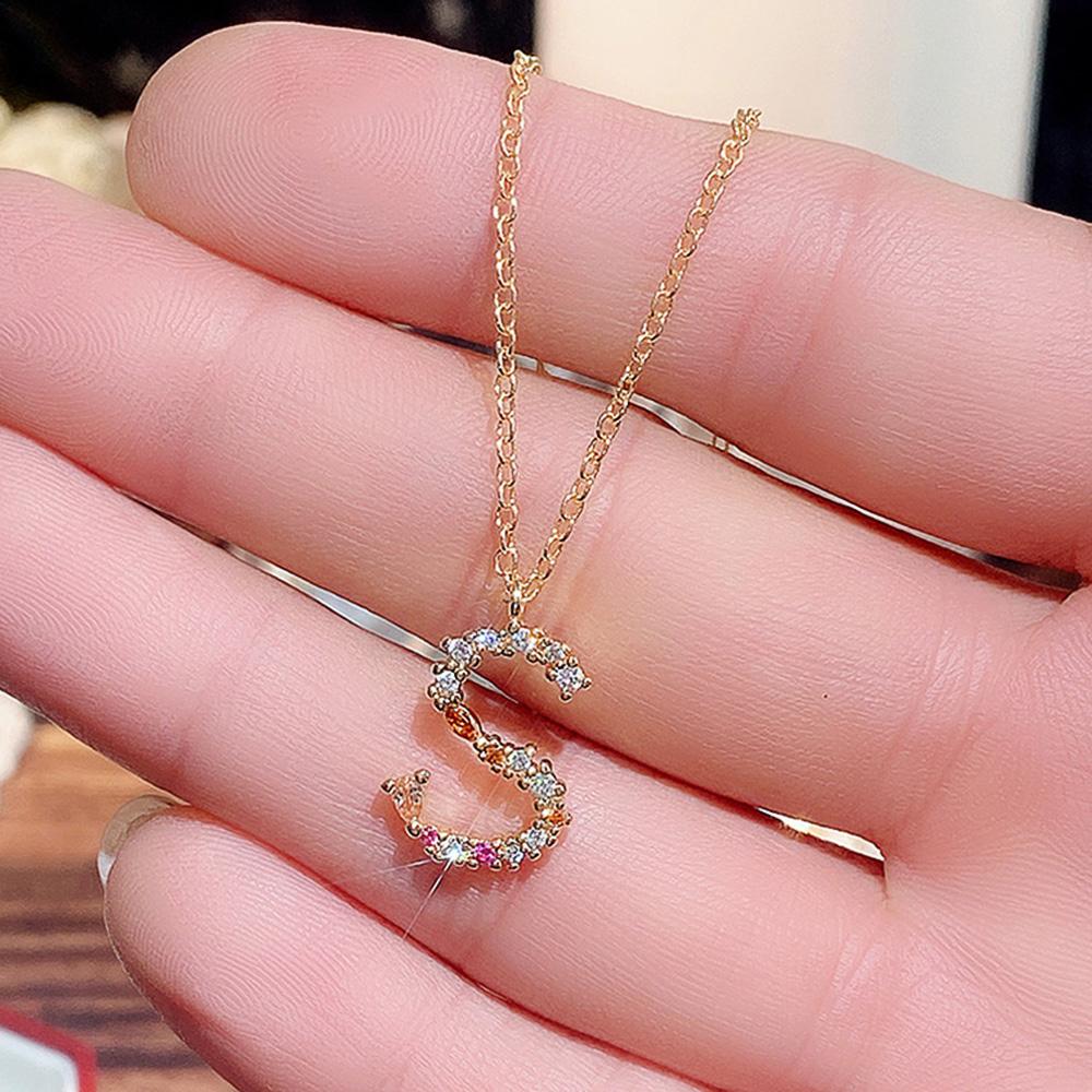 CAOSHI Stylish Women's Necklace with Letter S Pendant Bright Crystal Jewelry for Lady Personality Delicate Gift for Anniversary