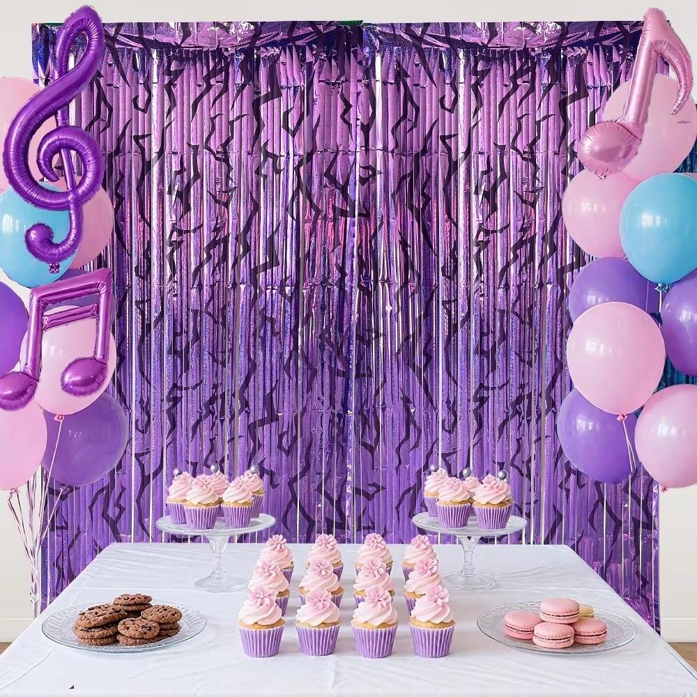 Pop Music Theme Fringe Curtains 1*2m Backdrop Decorations  For Girl's Birthday