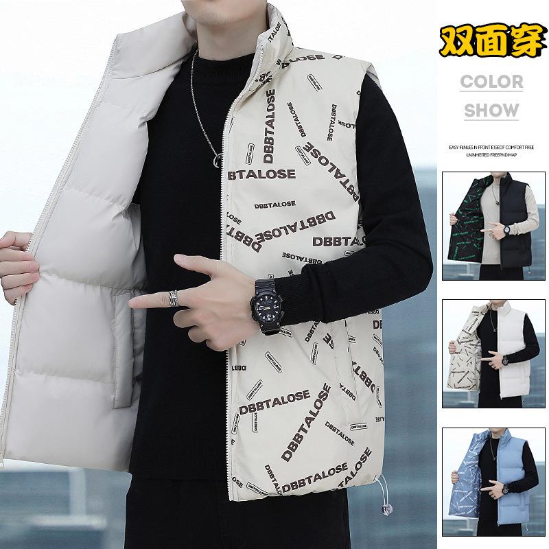 

New Feather Vest Dig Bag Pocket Decoration Warm Men s Vest Hooded Jacket Vest Autumn and Winter Trend Brand Spot M белый