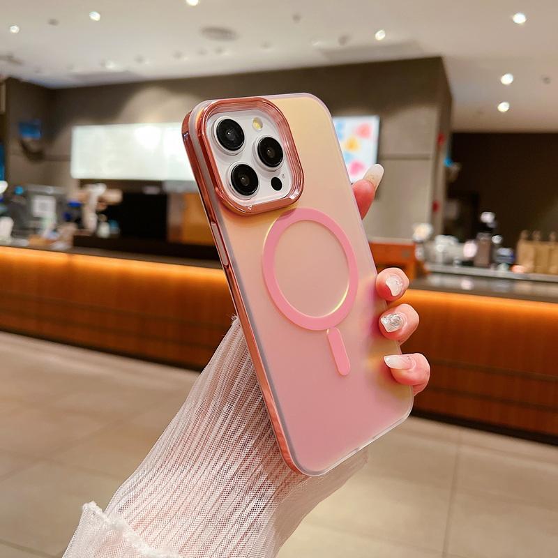 For Iphone 15 14 13 12 Pro Max Shockproof Wireless Charge For Magsafe Magnetic Slim Pc Hybird Tpu Plain Color Phone Case Cover