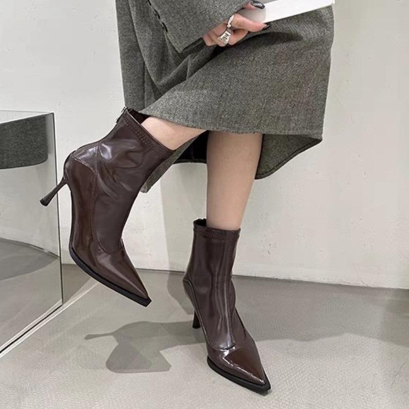 Autumn Winter Women Slim Ankle Boots Fashion Elegant Pointed Toe Shoes Thin High Heel Women's Morder Short Booties