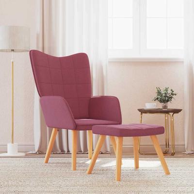 Vidaxl Armchair with Footrest, Wine Red, Fabric Upholstered