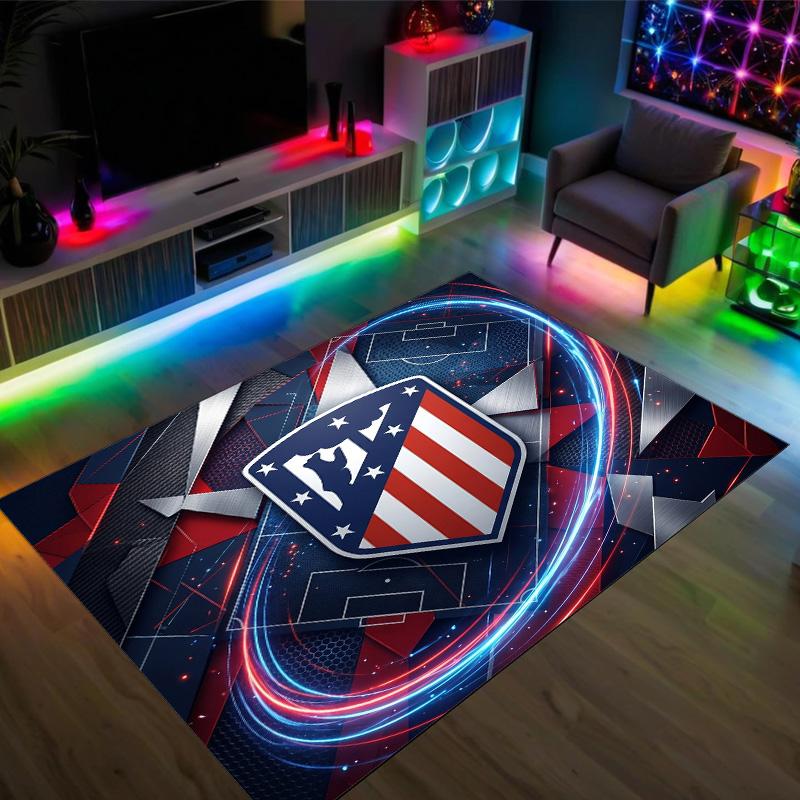 Atletico Madrid Design Crystal Velvet Carpet Cozy Non?Slip Printed Rug For Bedroom Living Room Entrance