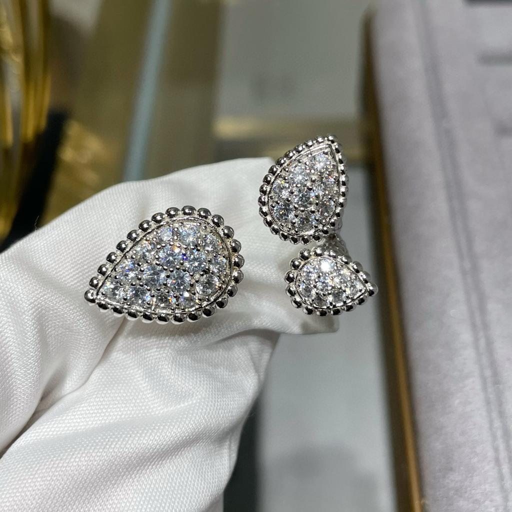 Hot Brand Vintage Full Diamond Women's Rings Luxury Jewelry For Women Water Drop Designer Rings Fashion Pure 925 Silver Rings