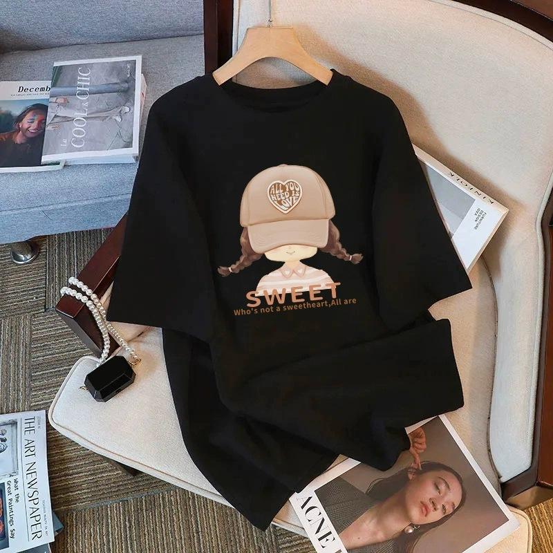 Tricou cu mânecă scurtă din bumbac pur, alb, pentru femei, de vară, nou, de dimensiuni mari, design lejer, imprimat, subțire, cu mânecă jumătate