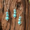 Vintage Damenohrringe Halskette Set Türkisohrringe Ethnischer Anhänger Ohrhaken Anhänger Strandparty Schmuck Zubehör Geschenke