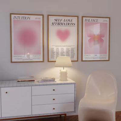 Różowa Aura Halo Drukuj Sztuka Ścienna Miłość Motyl Przysłona Moda Plakat Nowoczesny Różowy Pokój Dziewczęcy Płótno Malowanie Sypialnia Wystrój Domu