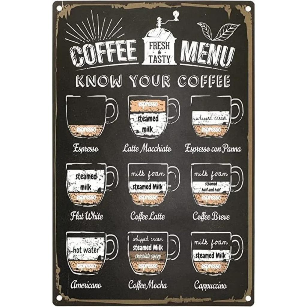 Vintage Coffee Metal Tin Sign Plaque Metal Plate Retro Wall Art Posters For Cafe Bar Pub Kitchen Club Iron Painting Decoratio
