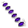 Purple Tourmaline Marquise Shape Gemstone Bracelet Adjustable Link Jewelry 8"