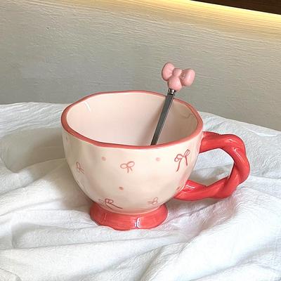 Ins Cute Creative Mug Underglaze Coffee Cup Large Capacity Breakfast Oat Cup Couple Ceramic Drinking Cup