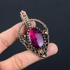 Pink Flash Labradorite Gemstone Handmade Jewelry Pure Copper Wire Wrapped Pendant