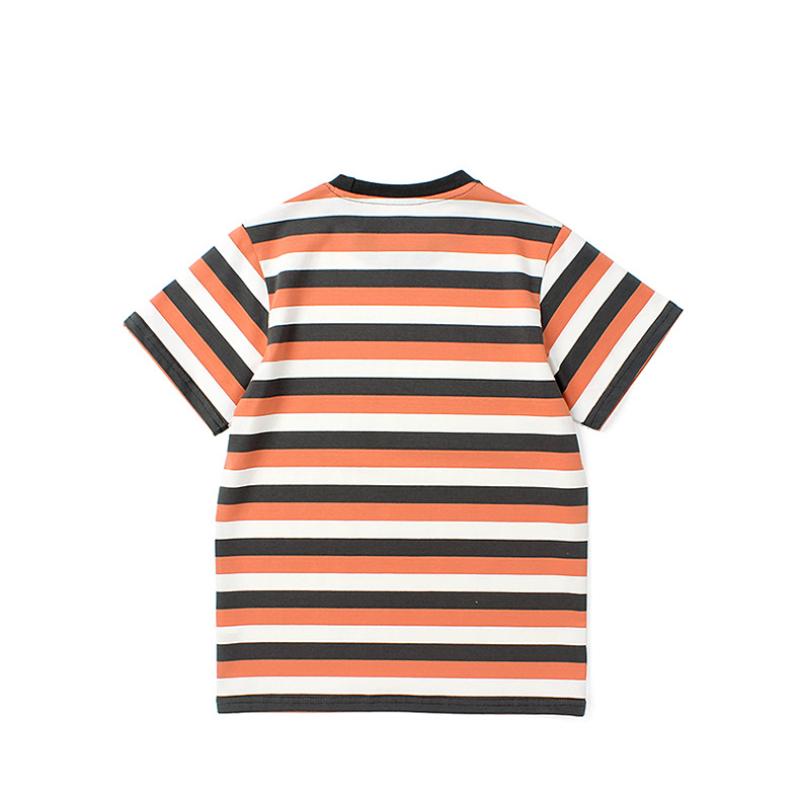 Kız Çocukları İçin Uyumlu Çizgili Kısa Kollu Tişört Çocuk Yazlık Nefes Alabilen Üst Yazılı