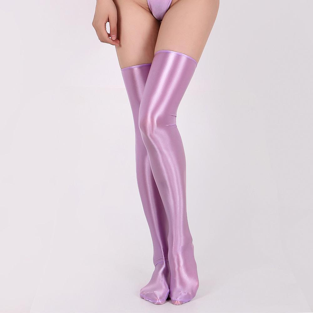 Silky Thigh-High Luster Stockings - High Elasticity, Sheer & Stylish (7052W)