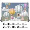 Maßgeschneiderter Süßer Bär Hintergrund Heißluftballon Dschungeltiere Fotografie Hintergrund für Babyparty Geburtstag Kinderzimmer Dekoration