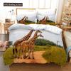 Deer Duvet Cover Set King Polyester Bedding Set For Kid Children Gift Bedding Set 3D Animal Giraffe Purple Theme Comforter Cover
