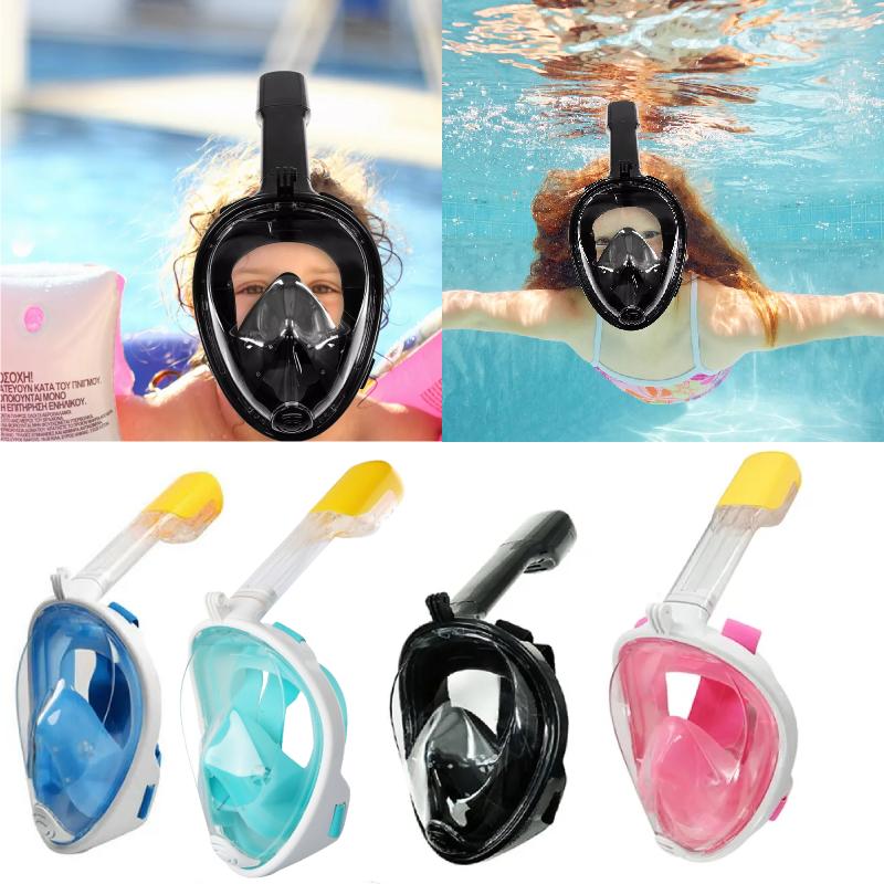 Snorkel Helmaskesett Dykking Scuba Briller Svømming Barn Voksne Tåke Anti