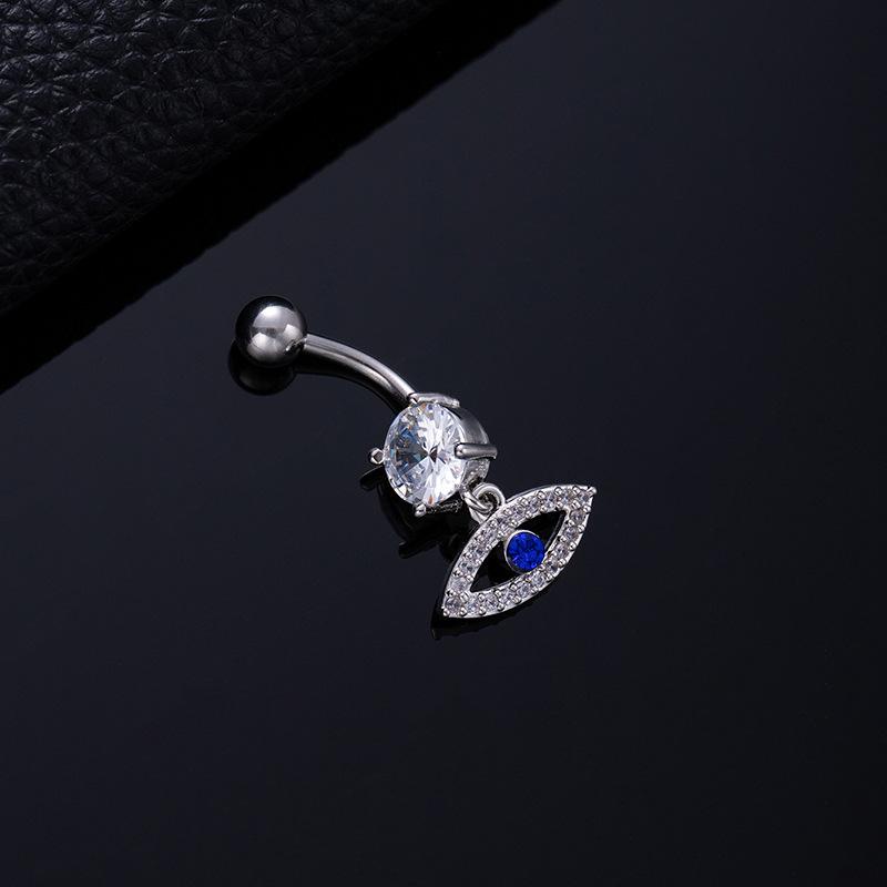 Colored Zircon Spiral Navel Nail Wind Star Moon Navel Ring Pierced Tassel Navel Buckle