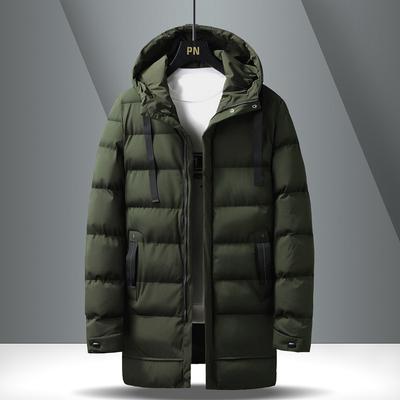 Cotton-padded Men's Winter New Hooded Cotton-padded Clothes Slim Medium Long Cotton-padded Clothes Thicker Warm Plus Fat Code Coat Men's Wear