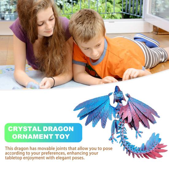 3D Printed Feathered Dragon Fidget Toy Movable Joints Flying Dragon Action Figure Articulated Dragon Figurine Model Desktop Decoration Kids Adults