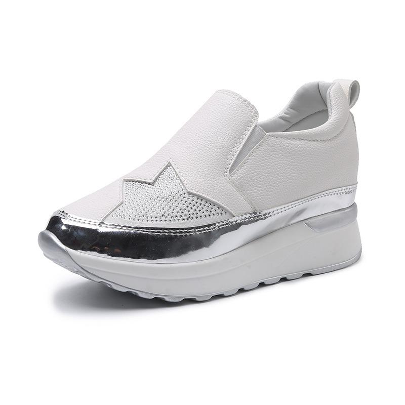 Spring and autumn muffin bottom fashion casual loafer single shoes women's rhinestone platform lazy sneakers