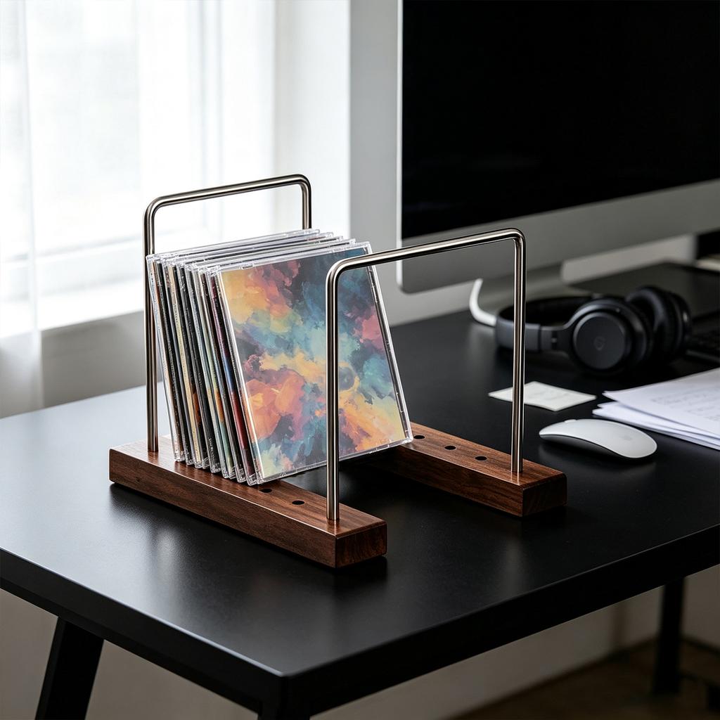 Record Shelf with Wood and Display Rack - Vintage Album Storage for Retro Decor