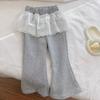 Girls' Korean Style Lace Trim Flared Pants - Spring/Autumn 2026 Versatile Casual Sweatpants