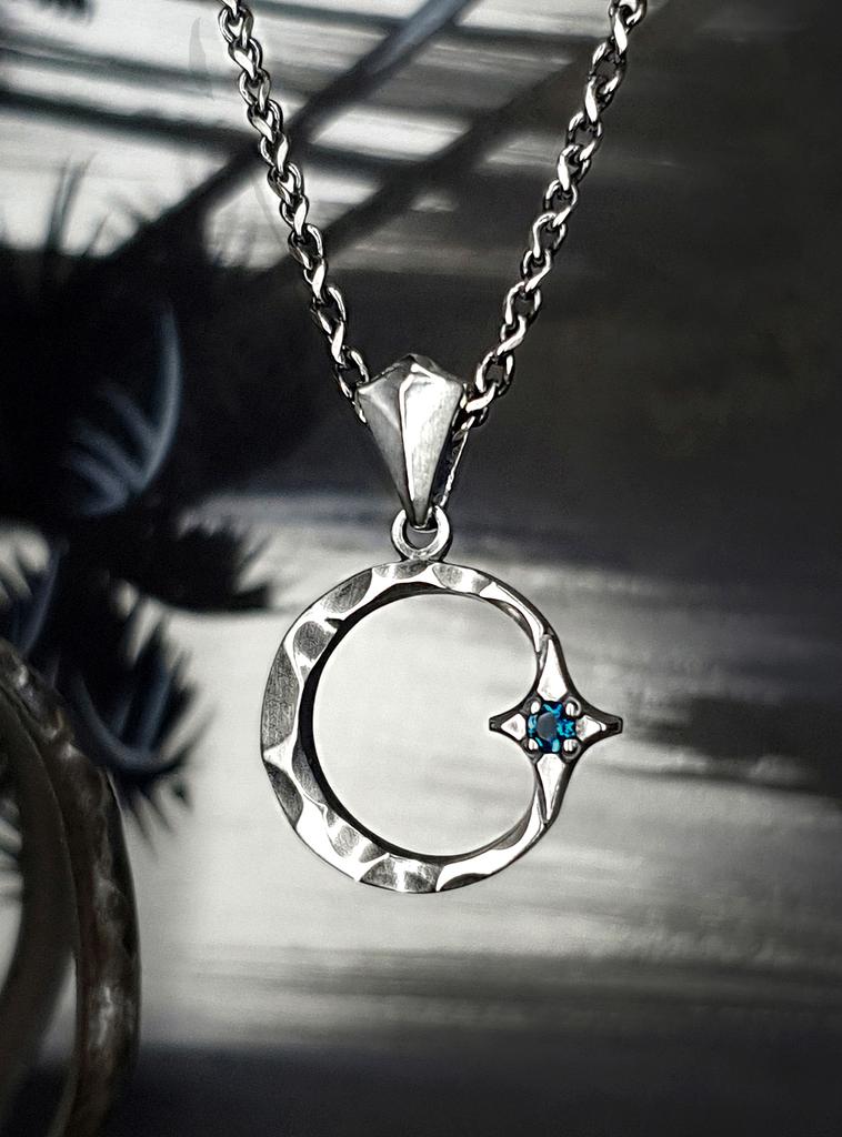 Sterlingworth Crescent Light Natural Stone Silver Pendant