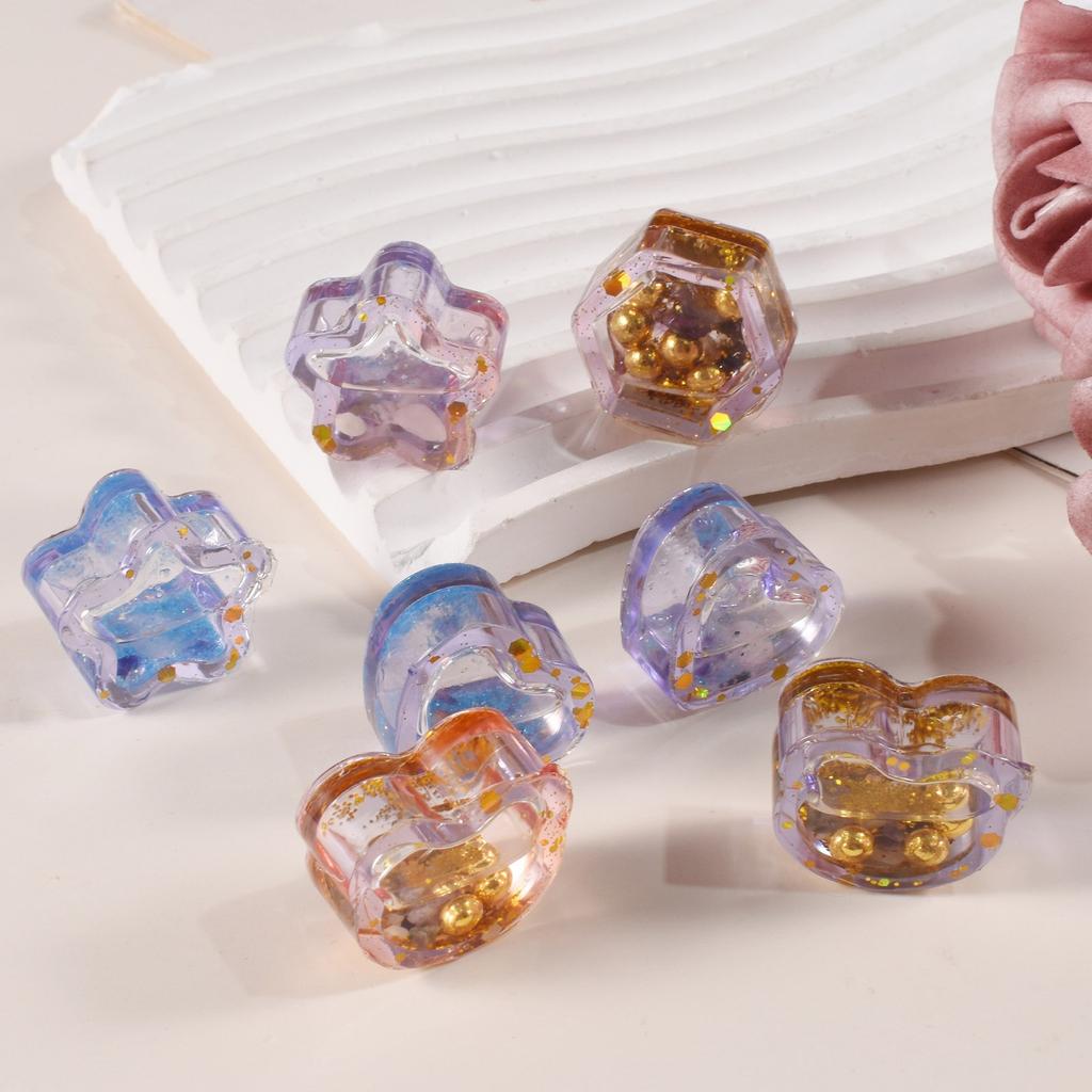 Creative Star Heart Round Hexagon Sturdy Silicone Mold Accessory for Craft Supplies Sand Flow Effect Easy to Use