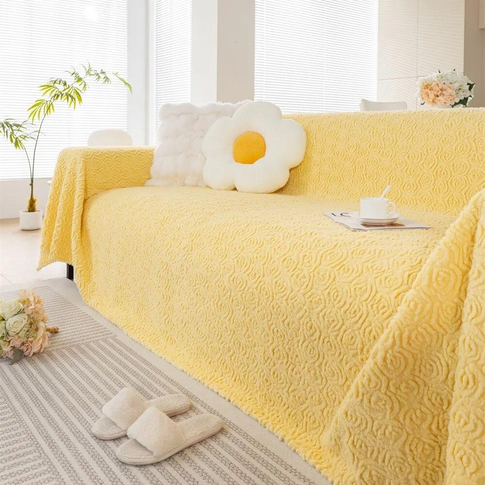Modern Simple Solid Sofa Throw Cover Non Slip Sofa Towel Nordic Dust Protection Sofa Mat Blanket