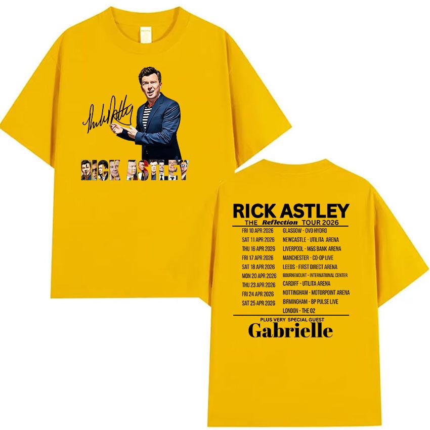 Rick Astley The Reflection Tour 2026 Graphic T Shirts Unisexs Vintage Fashion Oversized Cotton Tshirt Unisex Hip Hop Clothing Tshirt