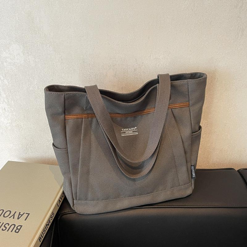New Commuter Canvas Bag Women's Korean Ins Large-capacity Portable Tote Bag Literature and Art Student Shoulder Bag