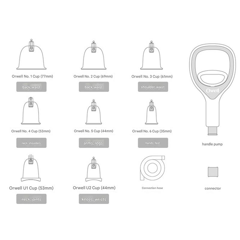 Owell Premium Cupping Therapy Set – 12 Cups with Hose and Hand Pump, Korean