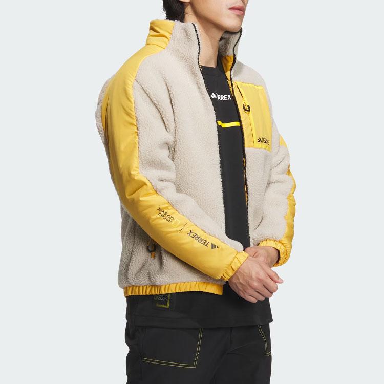 Adidas X National Geographic Colorblock Fleece-Lined Thick Outdoor Sports Jacket Men Jackets Off-White IL8985