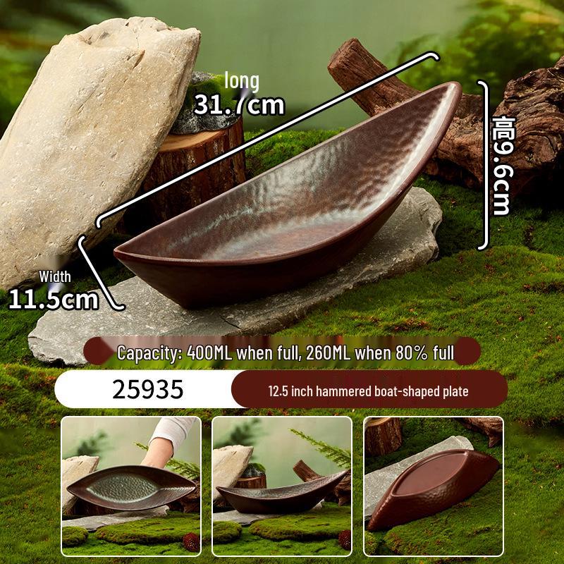Melamine Plate for Gourmet Hot Pot, Barbecue & Shrimp: Mountain & Field Design