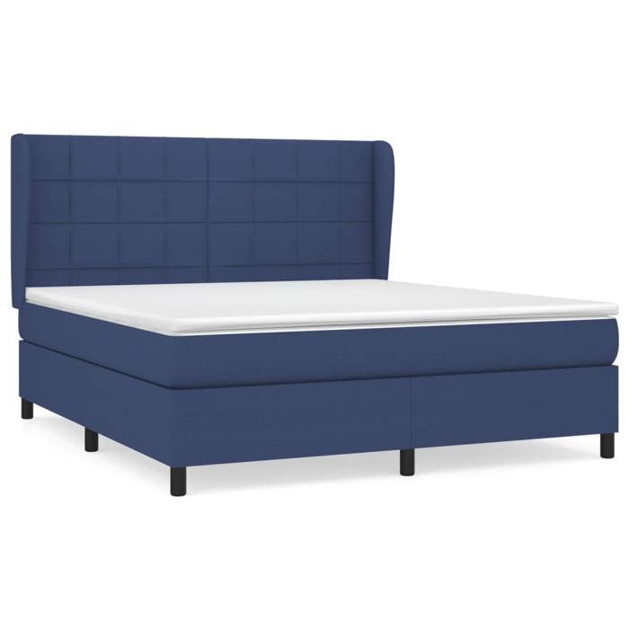 3127987 vidaXL Lit à sommier tapissier avec matelas Bleu 180x200 cm Tissu