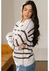 2025 Fall/Winter Women's V-Neck Striped Pullover Sweater - European & American Fashion Trend