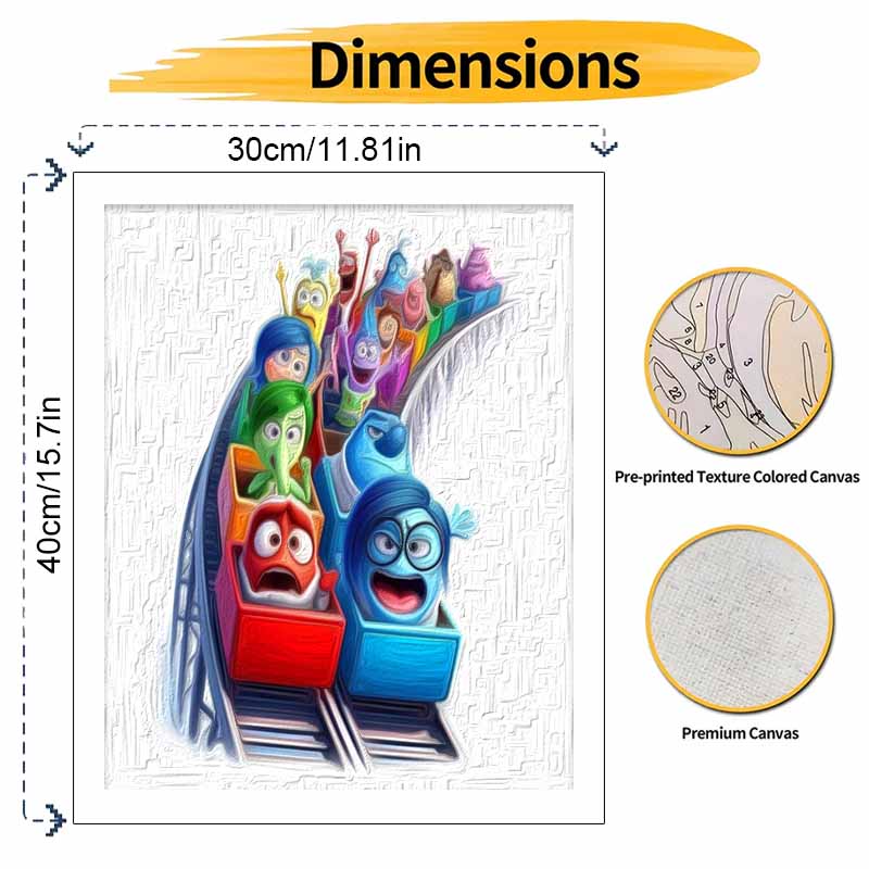 Disney Inside Out Roller Coaster DIY Painting Kit Classic Style Home Decor Craft Gift Idea Perfect Wall Art Room Decoration Painting