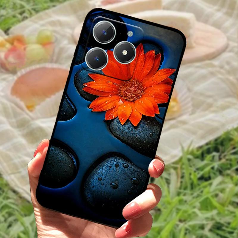 For Realme C61 4G Case Fashion Cartoon Black Silicone Soft TPU Back Cover For Oppo Realme C63 Protective Fundas Coque Cases