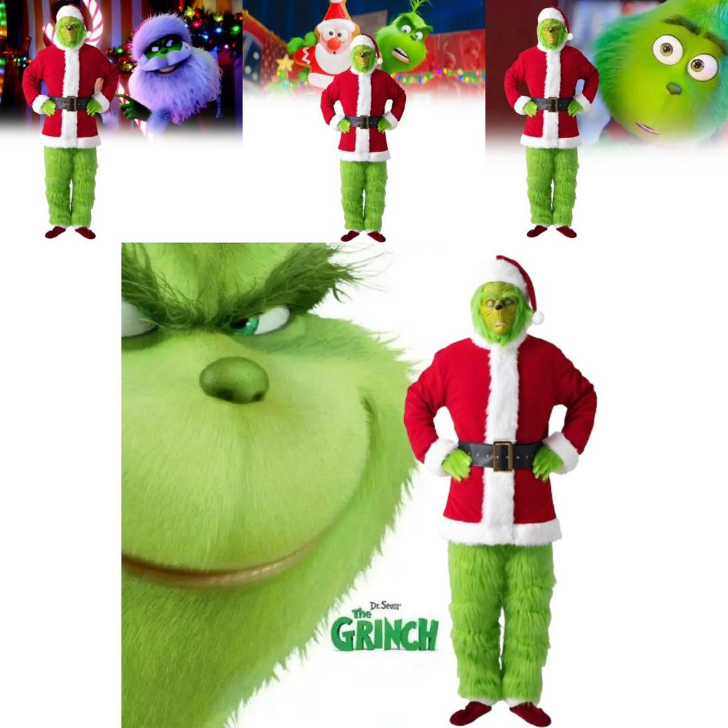 The Grinch Themed Christmas Cosplay Suit With Polyester Material For Stage Performances