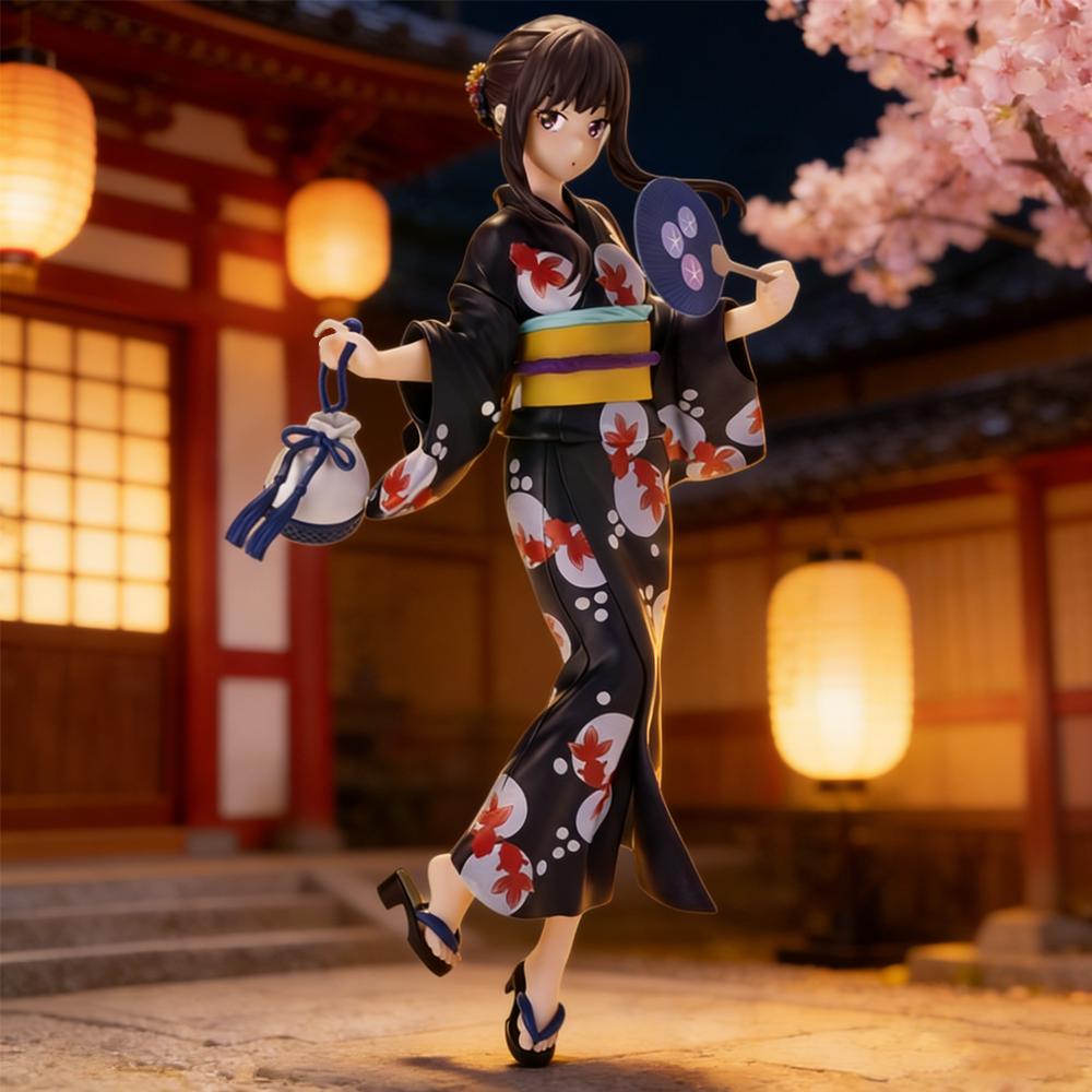 Black Yukata Girl Figure Ambiance Desktop Decoration Collectible Figurine Essential Gift Festivals Birthdays 1pc for and Articulated Detailed Movable