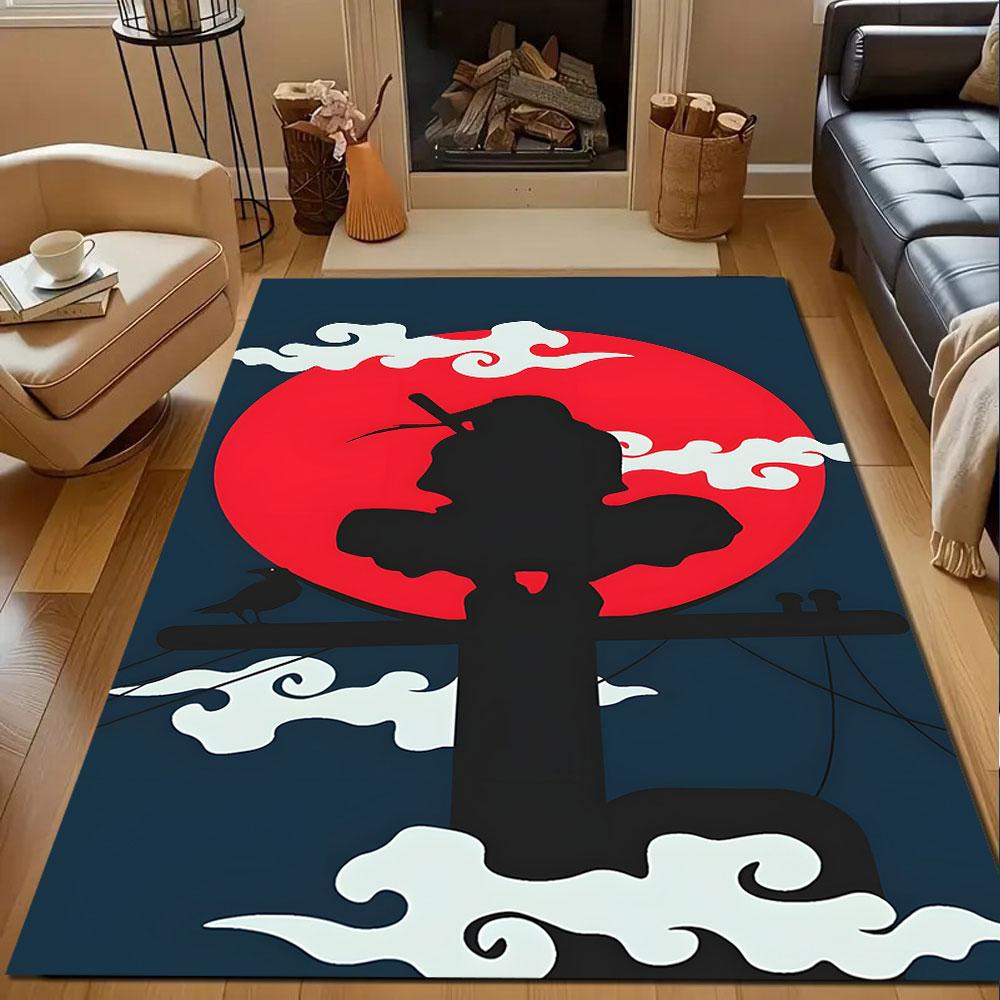 Samurai Silhouette at Sunset Patterned carpet, non slip mat suitable for living room and bedroom sofas
